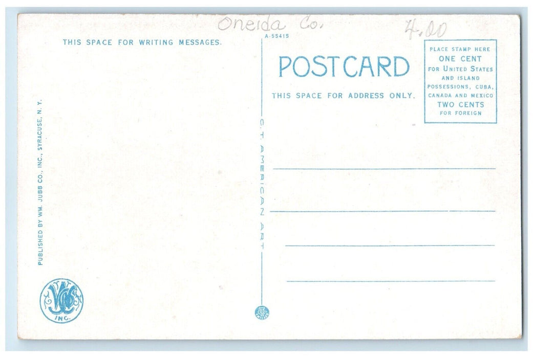 c1920 Busy Day North James Street Road Building Streetcar Rome New York Postcard