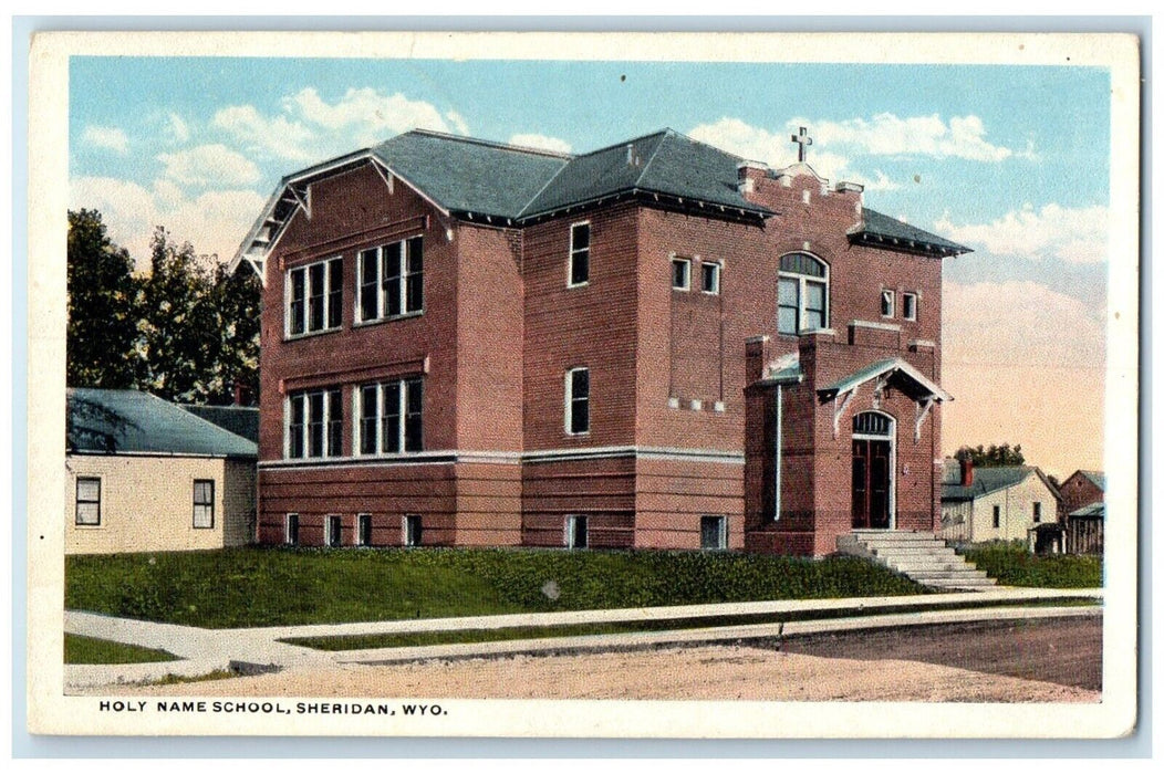 1927 Exterior View Holy Name School Building Sheridan Wyoming WY Posted Postcard