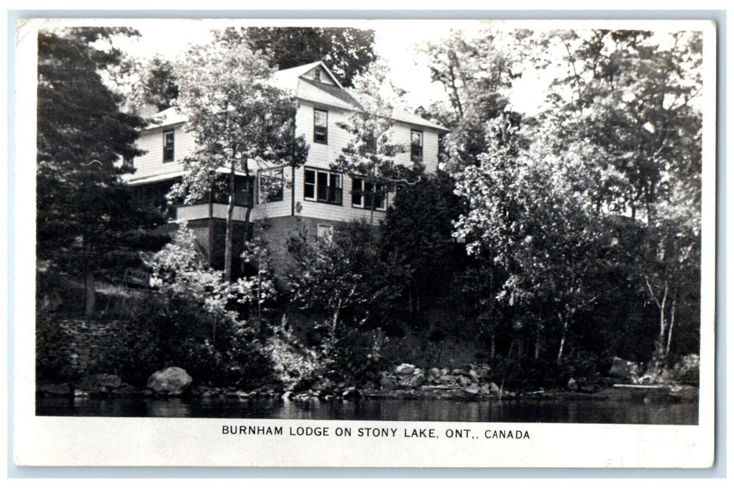 View Of Burnham Lodge On Stony Lake Ontario Canada RPPC Photo Vintage Postcard