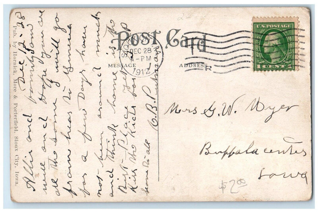 1912 Three States Iowa South Dakota Nebraska Missouri River Sioux City Postcard