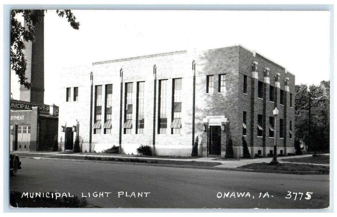 c1940's Municipal Light Plant Building Onawa Iowa IA RPPC Photo Vintage Postcard