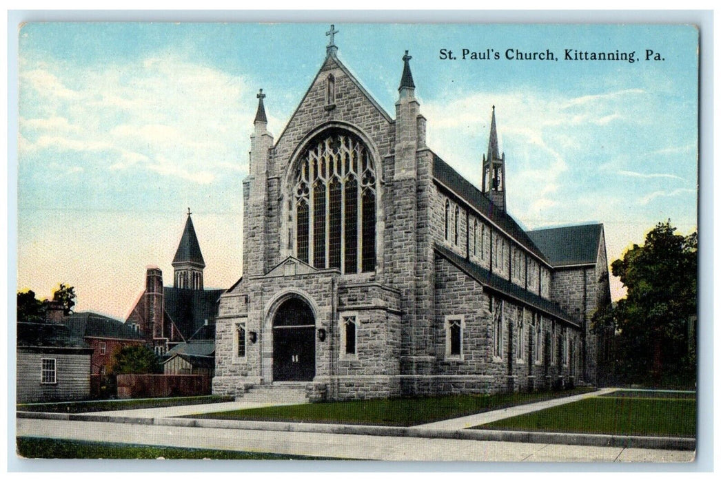 c1910 Exterior View St Paul Church Building Kittanning Pennsylvania PA Postcard