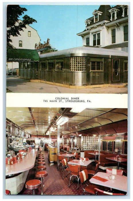 c1960 Colonial Diner Multi-View Main St Stoudsburg Pennsylvania Vintage Postcard