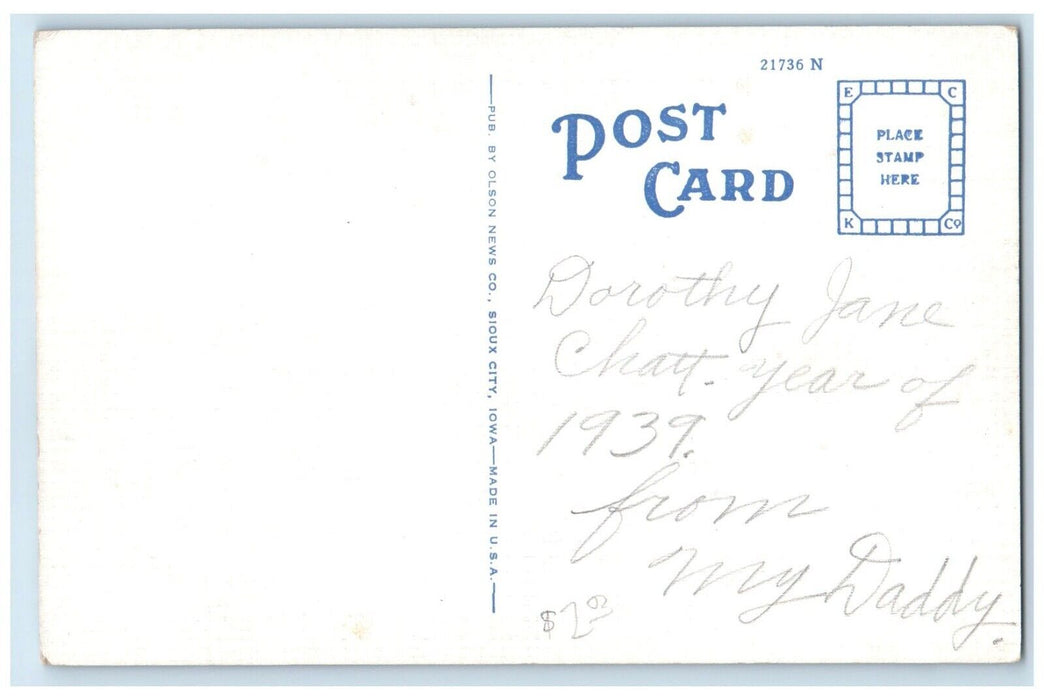 c1940 Business Section Skyline Exterior Building Street Sioux City Iowa Postcard
