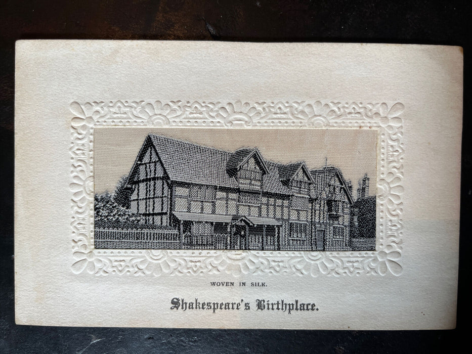 c1910 Shakespeare Birthplace House Woven Silk United Kingdom Antique Postcard