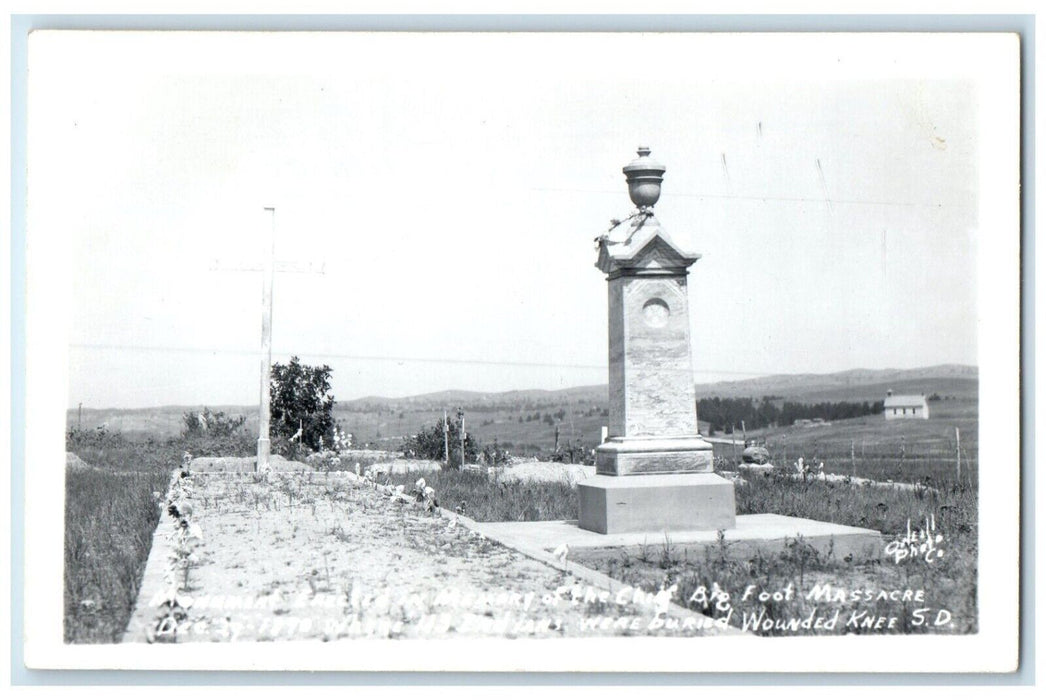 c1950's Wounded Knee Indian Massacre Monument SD RPPC Photo Vintage Postcard