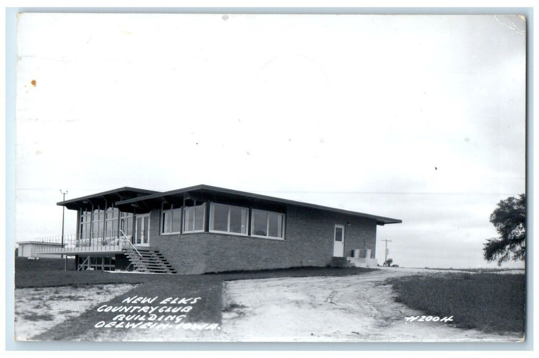 1972 New Elks County Club Building Oelwein Iowa IA RPPC Photo Vintage Postcard
