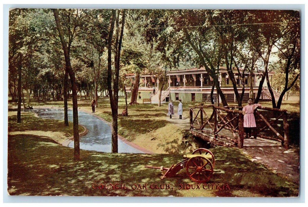 c1910's Council Oak Club House River Front Sioux City Iowa IA Antique Postcard