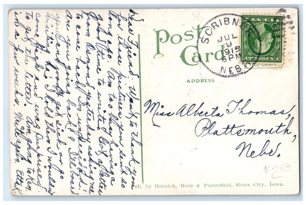 1915 View Of Graceland Cemetery Morningside Sioux City Iowa IA Antique Postcard