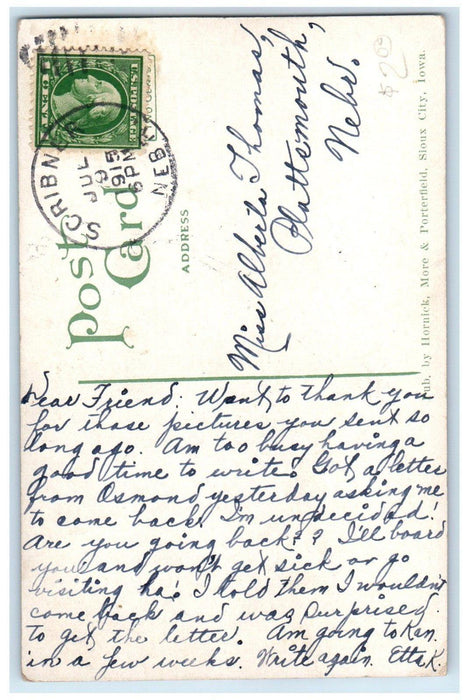 1915 View Of Graceland Cemetery Morningside Sioux City Iowa IA Antique Postcard