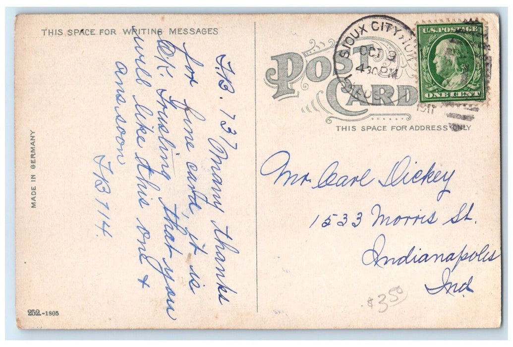 1911 View Of Hunter's Ferry Sioux Near Sioux City Iowa IA Antique Postcard