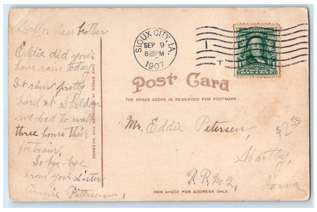 1907 Scene On The Big Sioux Riverside Park Boats Sioux City Iowa IA Postcard