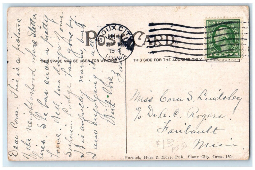 1914 Residence District Houses Home Sioux City Iowa IA Posted Antique Postcard