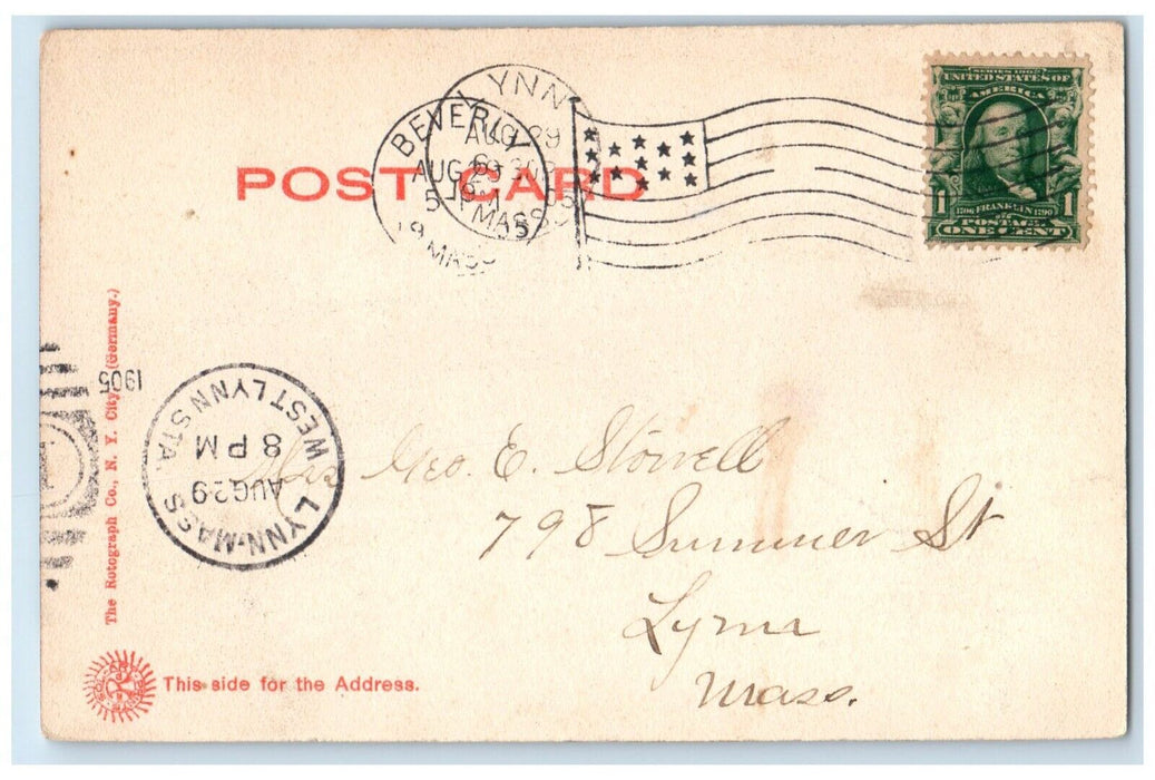 1905 Odd Fellow's Hall And Post Office Beverly Massachusetts MA Antique Postcard