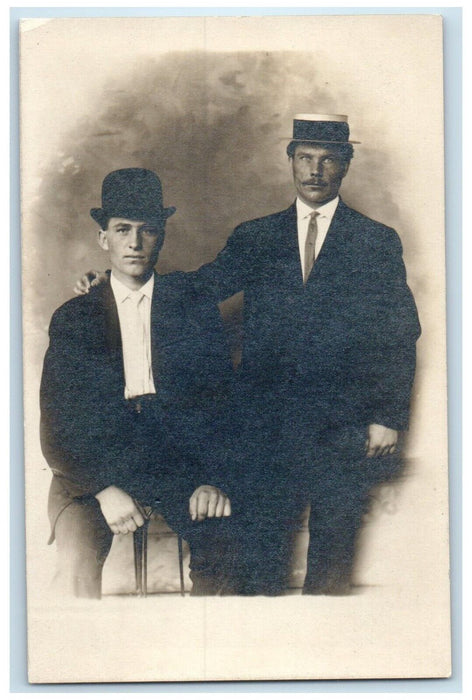 c1910's Men Del Monte Studio St. Paul Minnesota MN RPPC Photo Vintage Postcard