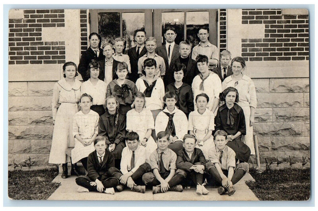 1916 Students Campus Photo RPPC Photo Unposted Antique Postcard