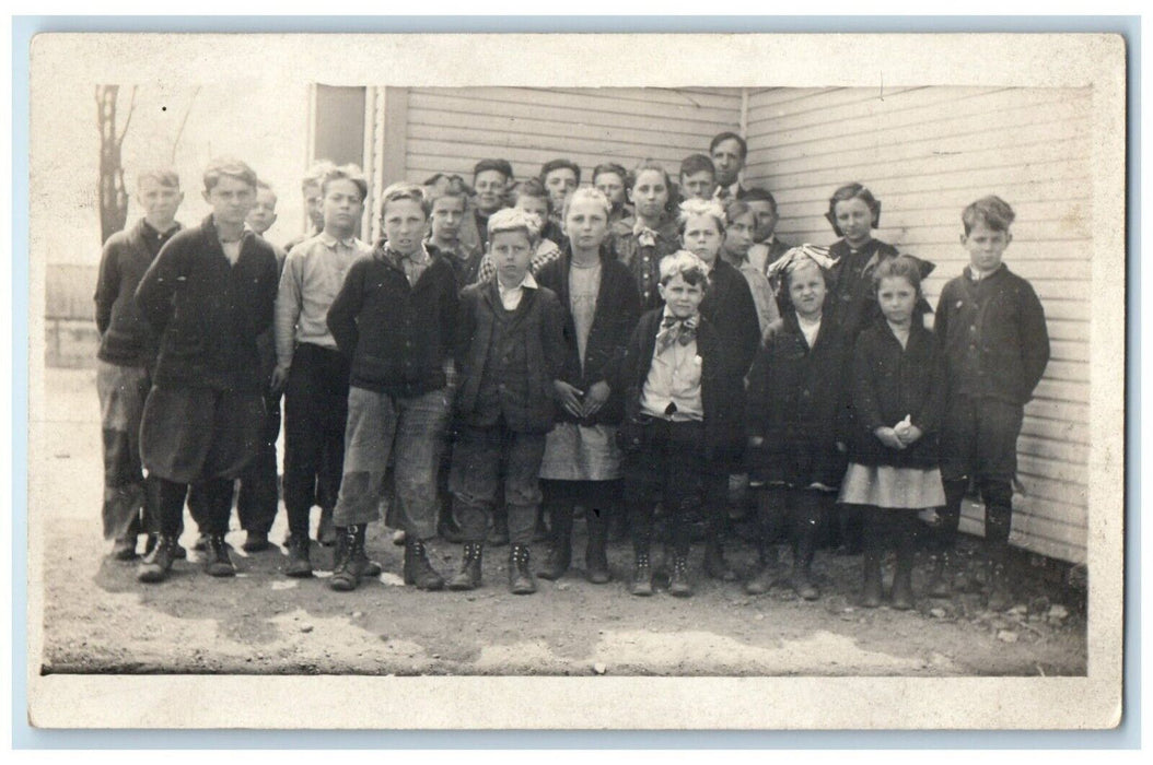 c1910's Country School Students Childrens RPPC Photo Unposted Antique Postcard
