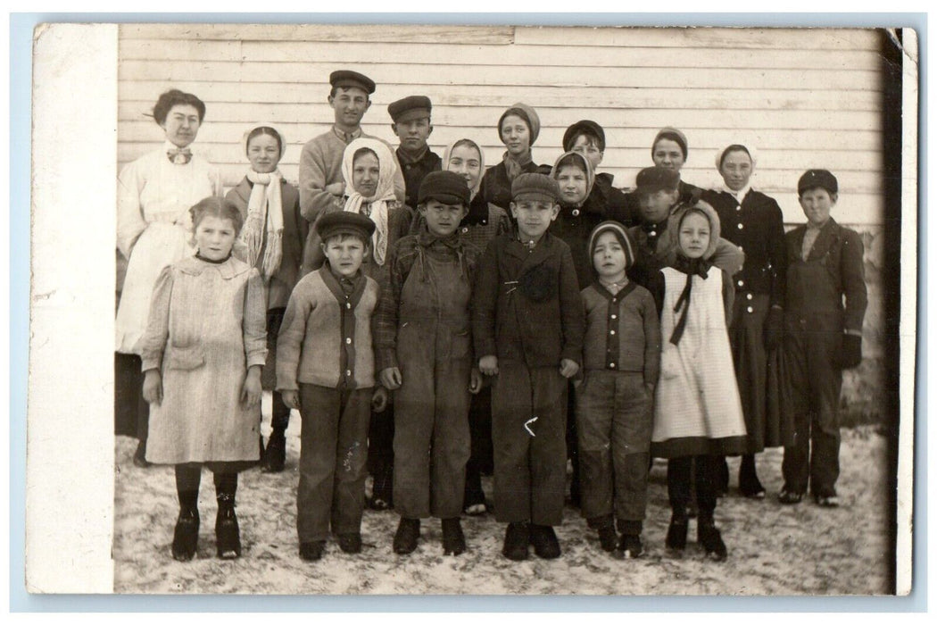 c1910's Country School Students Childrens RPPC Photo Posted Antique Postcard