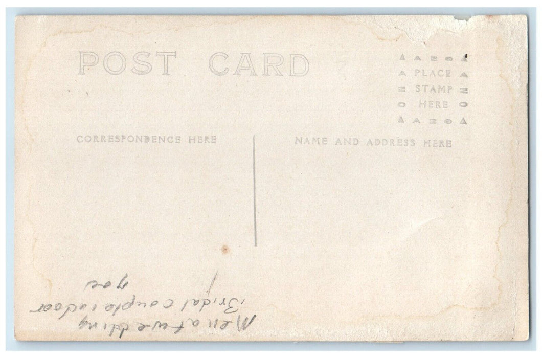c1910's Wedding Ceremony Bridal Couple Indoor RPPC Photo Posted Antique Postcard
