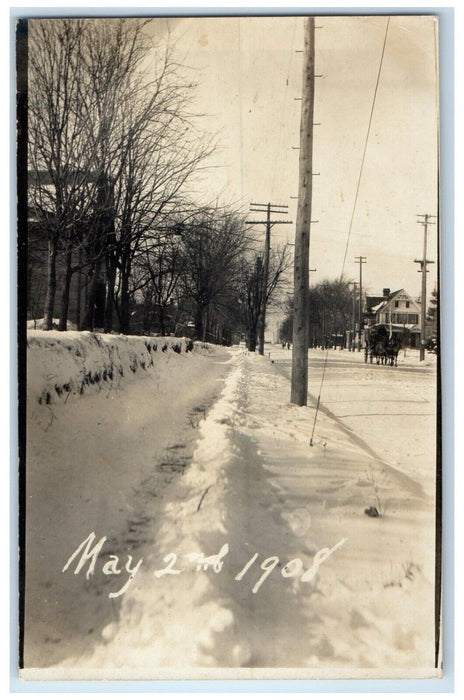 1908 Street View Winter Gelatin County Illinois IL RPPC Photo Antique Postcard