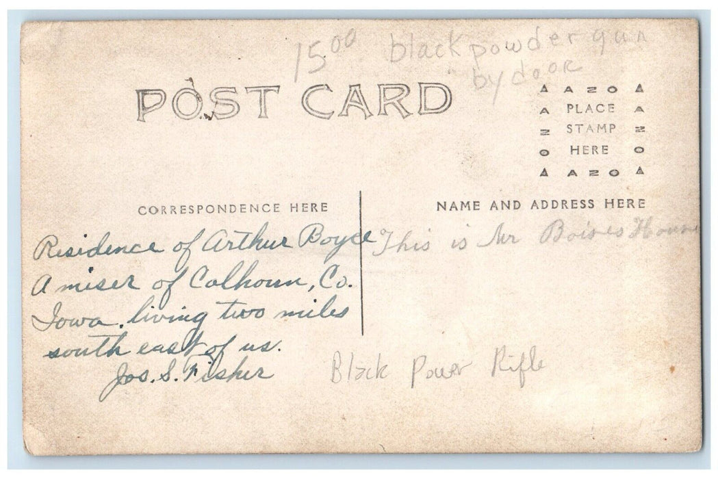 c1910's Black Powder Rifle Calhoun County Iowa IA RPPC Photo Antique Postcard