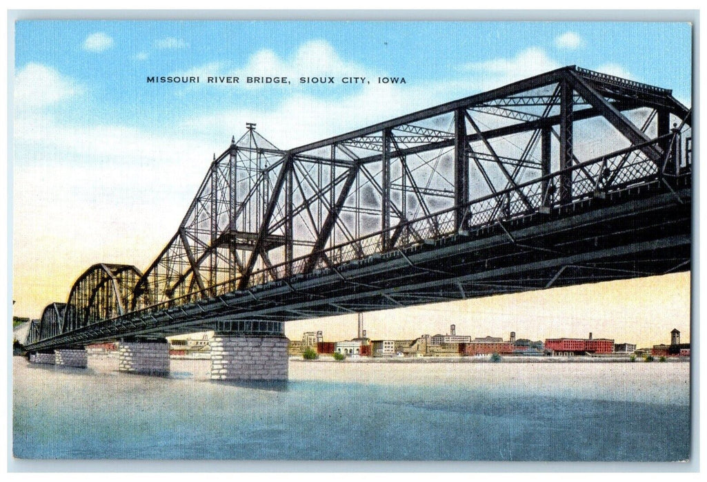 c1940 Missouri River Bridge Exterior Building Sioux City Iowa Vintage Postcard