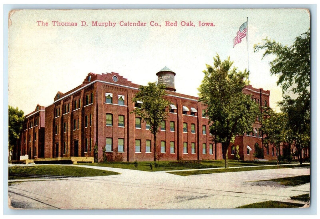 c1910 Thomas D. Murphy Calendar Co. Exterior Building Red Oak Iowa IA Postcard