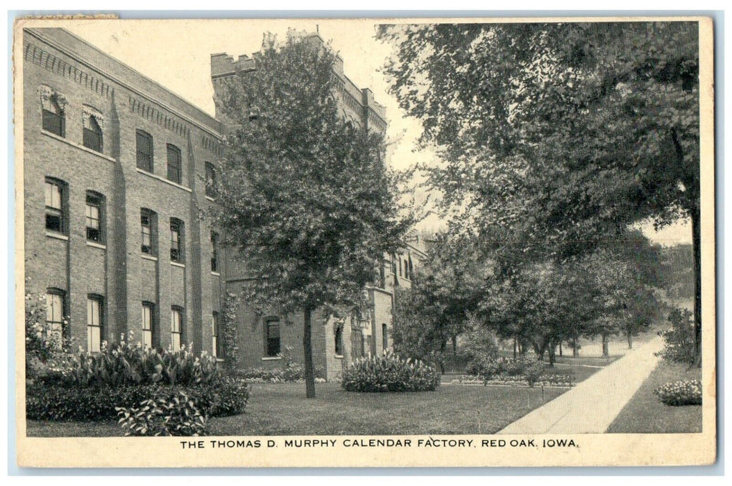 1916 Thomas Murphy Calendar Factory Exterior Building Red Oak Iowa IA Postcard