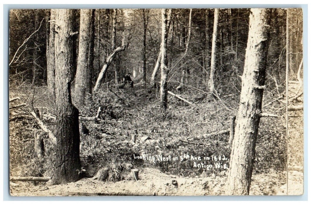 1912 Looking West On 5th Ave. Antigo Wisconsin WI RPPC Photo Antique Postcard