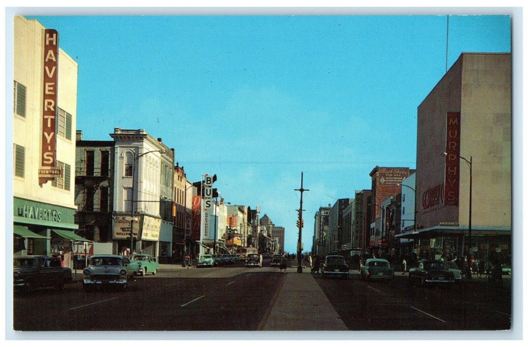 c1960 Broad Street Looking East Center City Exterior Richmond Virginia Postcard