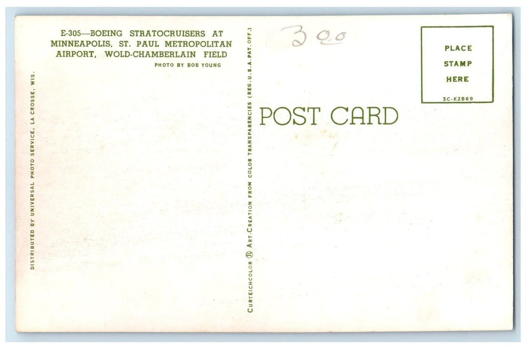 c1960 Boeing Stratocruisers Minneapolis St Paul Metropolitan Airport MN Postcard