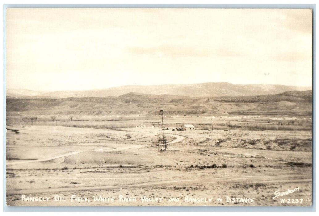 c1940 Oil Field White River Valley Rangely Colorado Sanborn RPPC Photo Postcard