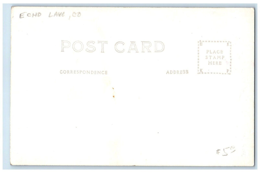 c1940's Great Fireplace Interior Echo Lake Lodge CO Sanford RPPC Photo Postcard