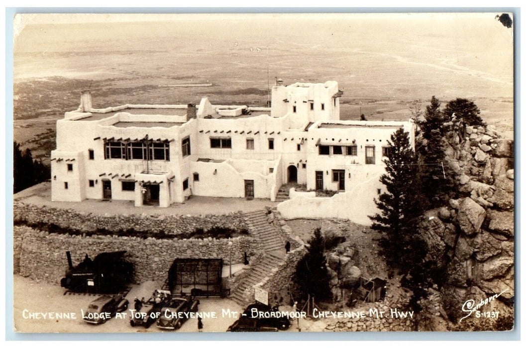 c1940's Cheyenne Lodge At Top Of Cheyenne Mt. Broadmoor CO RPPC Photo Postcard
