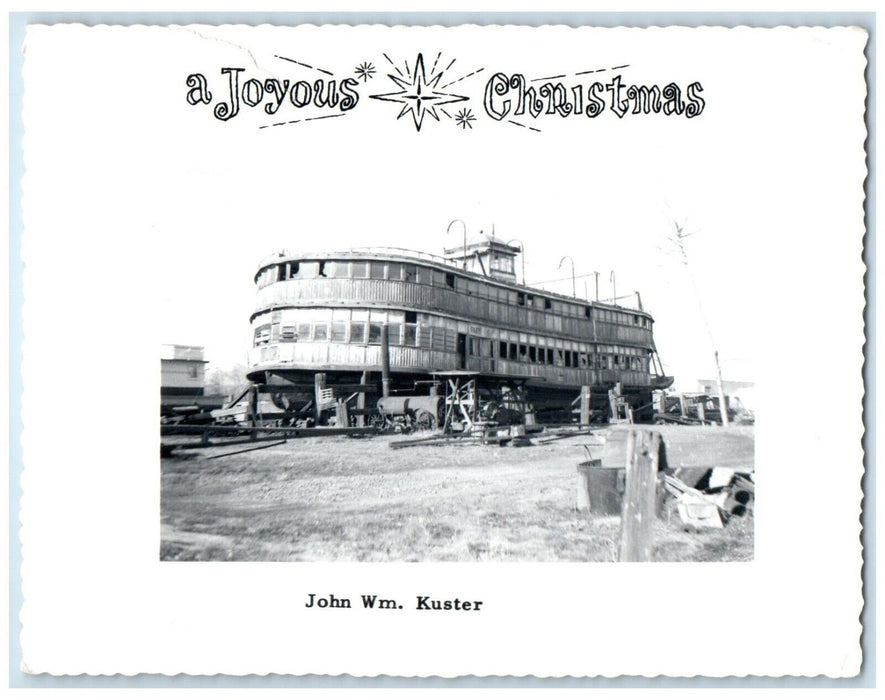 John WM Kuster Steamer Ship At Rock Island Illinois IL RPPC Photo Postcard