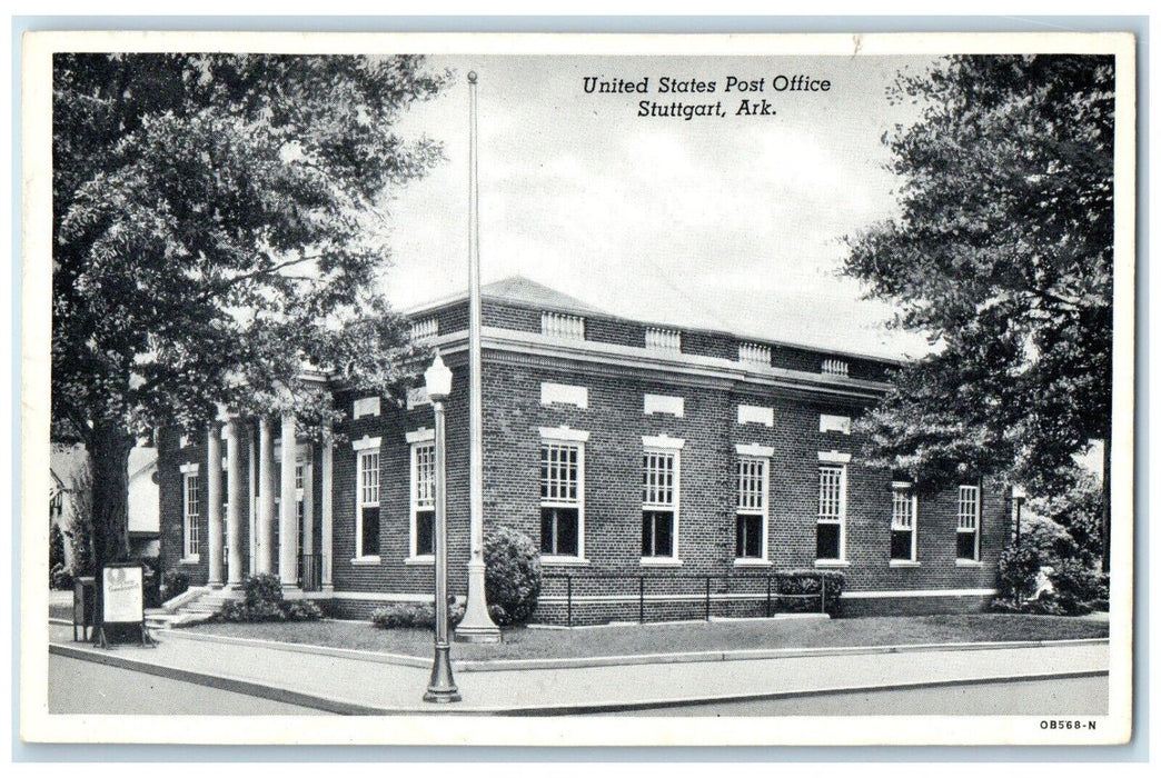 c1930's United States Post Office Scene Street Stuttgart Arkansas AR Postcard