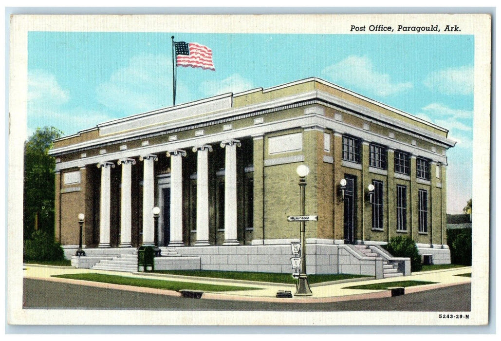 c1930's Post Office Building Street View Paragould Arkansas AR Vintage Postcard