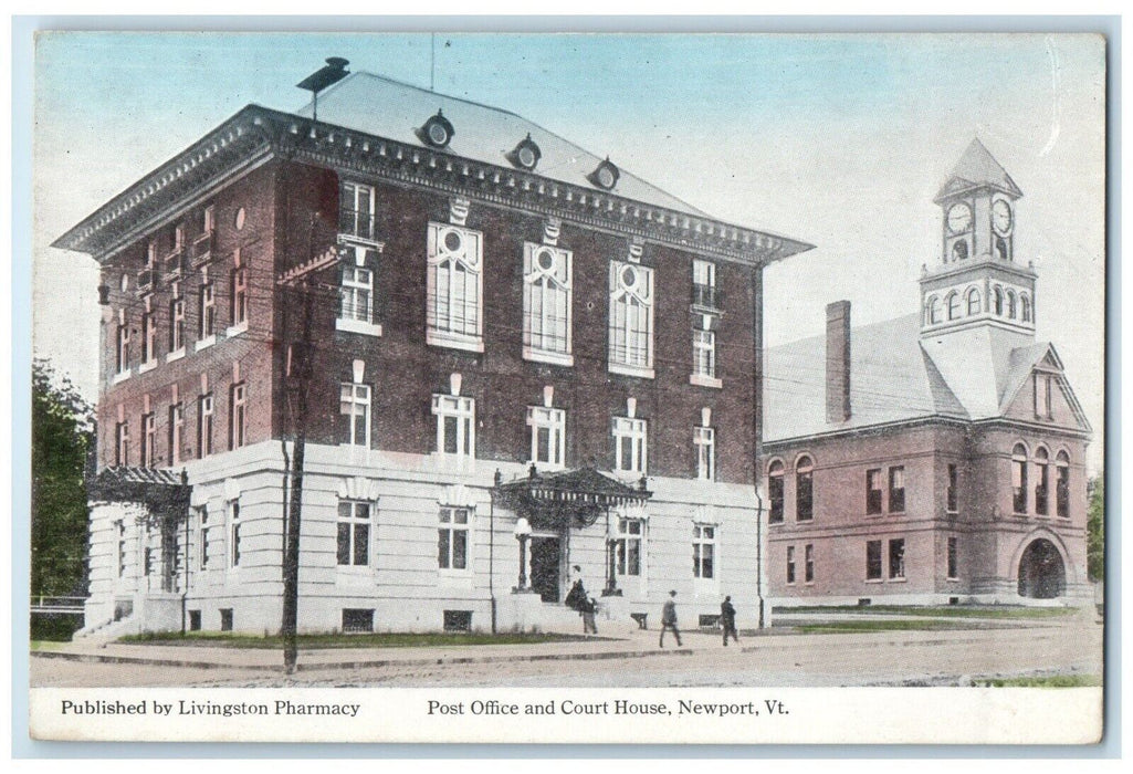 c1910's Post Office And Court House Building Newport Vermont VT Antique Postcard