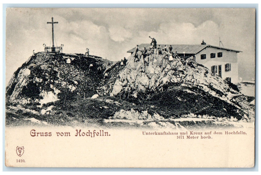 1924 Greetings from Hochfelln Accommodation House and Cross Germany Postcard