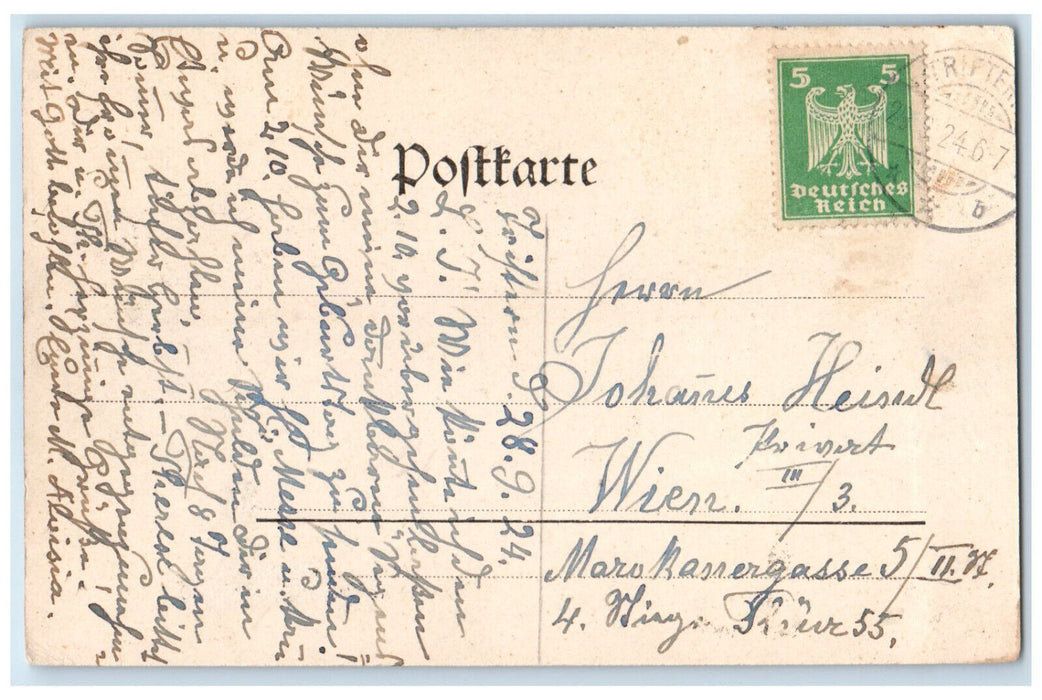 1924 Greetings from Hochfelln Accommodation House and Cross Germany Postcard