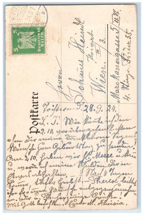 1924 Greetings from Hochfelln Accommodation House and Cross Germany Postcard