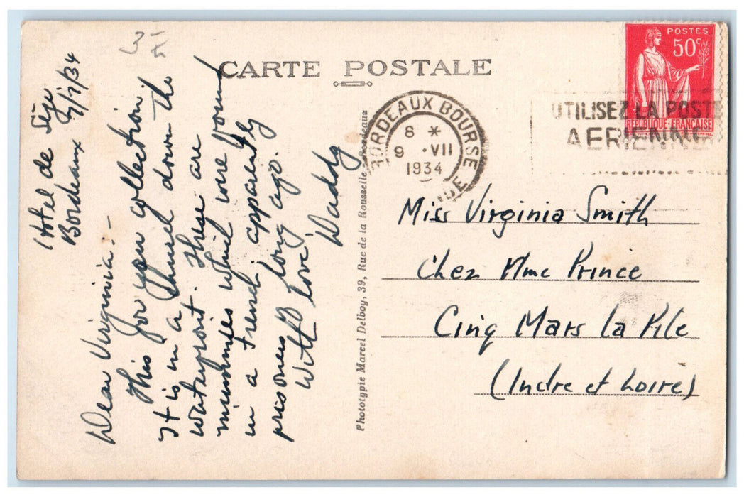 1934 The Porter Cave of Saint Michael Bordeaux France Posted Postcard