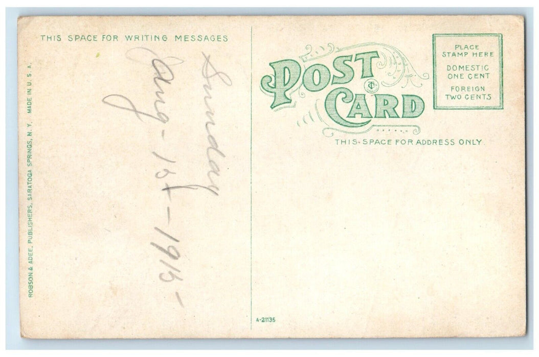 1915 Post Office Building Scene Street Saratoga Springs New York NY Postcard