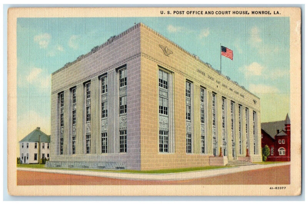 c1930's US Post Office And Court House Building Monroe Louisiana LA Postcard