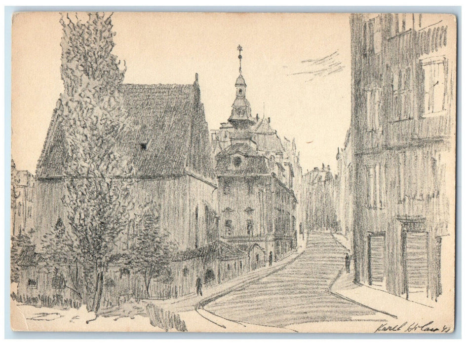 c1910 Karel Holan Synagogue Prague Czech Republic Czechia Antique Postcard