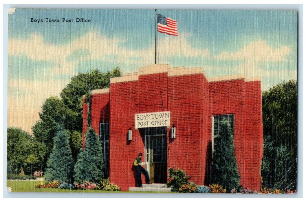 1949 Boys Town Post Office Building Boys Town Nebraska NE Vintage Postcard