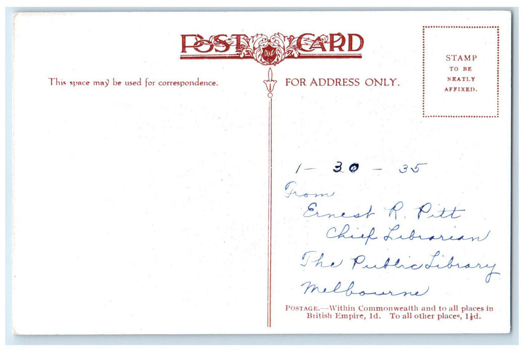 1935 The Okapia National Museum Melbourne Australia Posted Vintage Postcard