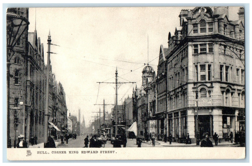 c1910 Hull Corner King Edward Street England Town and City Tuck Art Postcard