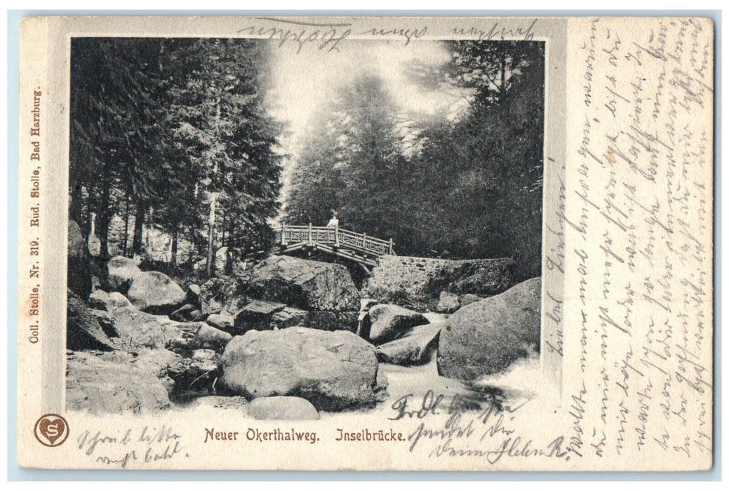 1905 Scene at New Okerthalweg Island Bridge Germany Posted Antique Postcard