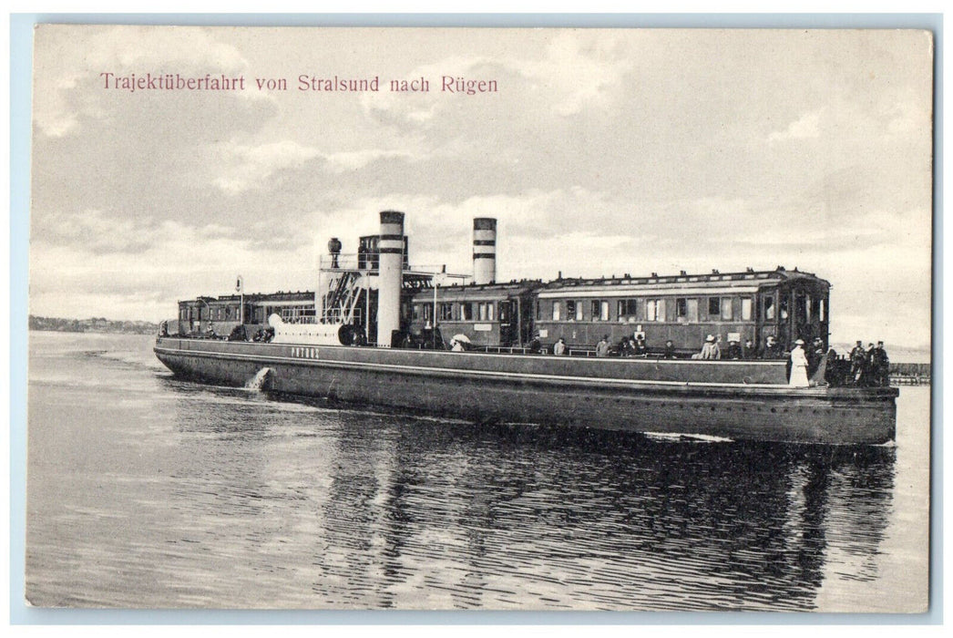 c1910 Trajectory Crossing from Stralsund to Rügen Germany Unposted Postcard